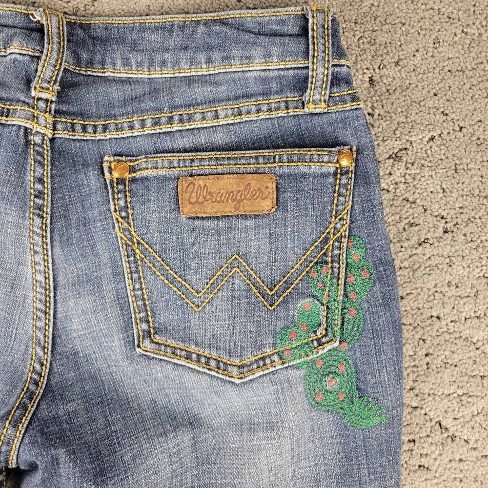 Wrangler Jeans‎ Womens 3 Blue Sadie Bootcut Cactus Embroidered Low Rise Stretch